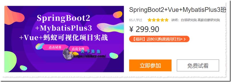 网易云课堂 SpringBoot2+Vue+MybatisPlus 3班