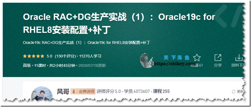 风哥 Oracle19c RAC+ DG生产项目实战 （云架构版）