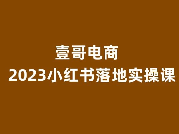 壹哥电商-2023小红书落地实操课-2023打包下载